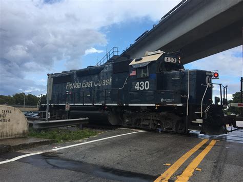 A Well Worn Florida East Coast Railway Emd Gp Pulling Into The