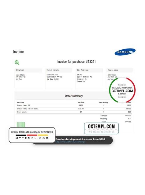 Usa Samsung Invoice Template In Word And Pdf Format Full Invoice Template Templates