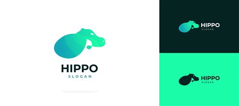 Hippo Logo Design in Green Gradient Style. Modern Hippopotamus Logo or ...