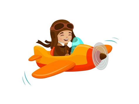 Kid Flying On Plane Cartoon Pilot On Airplane 26620508 Vector Art At