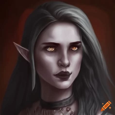 Portrait Of A Realistic Female Half Elf Dark Cleric On Craiyon