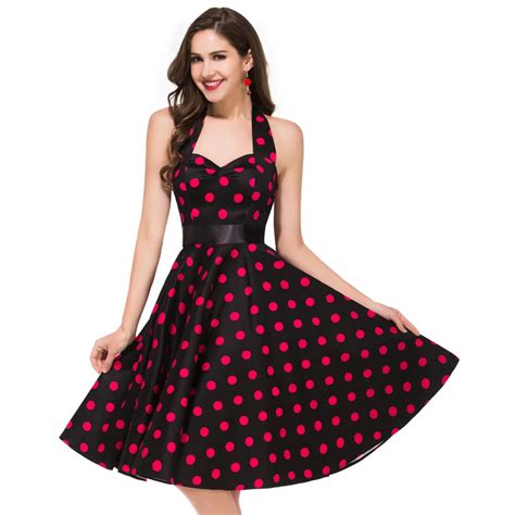 Polka Dot Kobiety Letnie Sukienki 50 S 60 S Moda Retro W Stylu Vintage Pinup Swing Casual Party