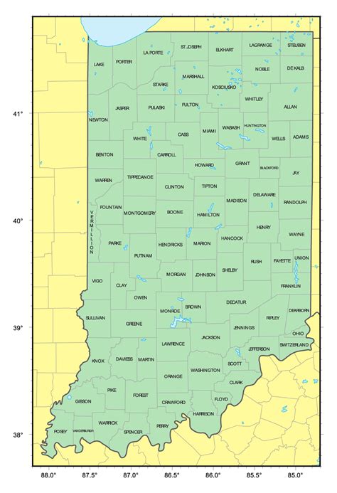 Detailed Administrative Map Of Indiana State Indiana State Usa