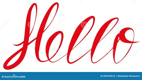 Hand Lettering The Word Hello Red Font Stock Illustration