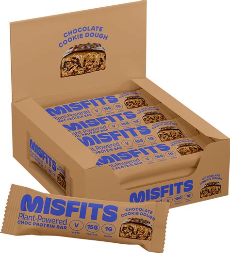 Misfits Vegan Protein Bar Chocolate Cookie Dough 12 X 45 G What’ Sup