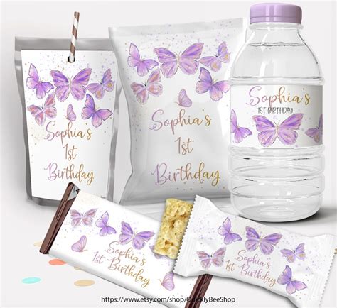 Editable Purple Butterfly Birthday Invitation Girl 1st Etsy