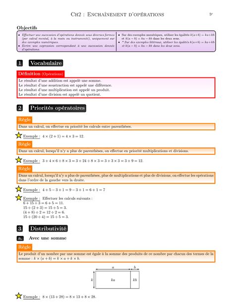 5 ch2 Enchainements operations Ch2 Enchaînement dopérations 5 e