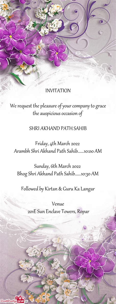 We Request The Pleasure Of Your Company To Grace The Auspicious