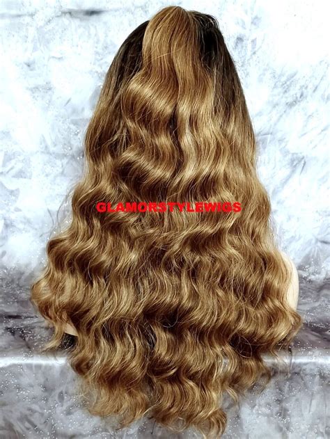 Lace Front Full Wig Long Wavy Layered Ombre Blonde Brown Mix Heat Ok