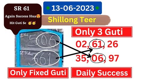 Fix Guti Shillong Teer Target 13 06 2023 Common Number Hit Number