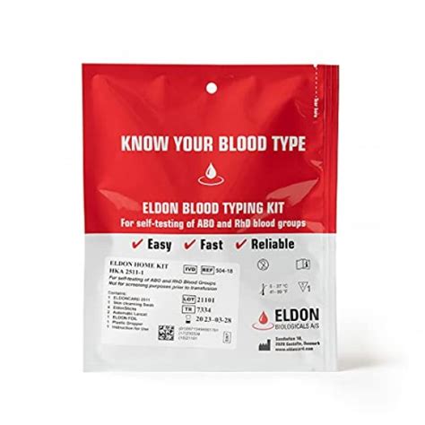 Eldoncard Blood Type Test Complete Kit Air Sealed Envelope