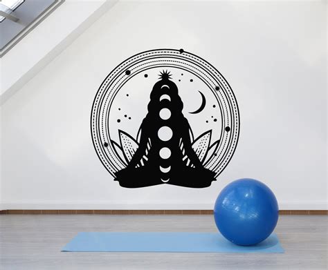 Vinyl Wall Decal Lotus Pose Meditation Circle Yoga Zen Relaxation Stic