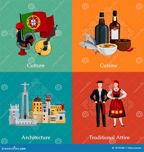 Portugal X Flat Icons Set Stock Vector Image