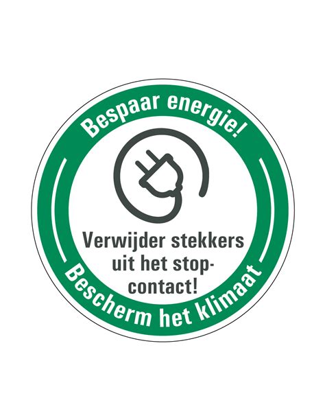 Energie Besparen Sticker Verwijder Stekkers