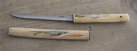 Vintage Japanese Samurai Katana Sword Letter Opener Carved Wood Sheath