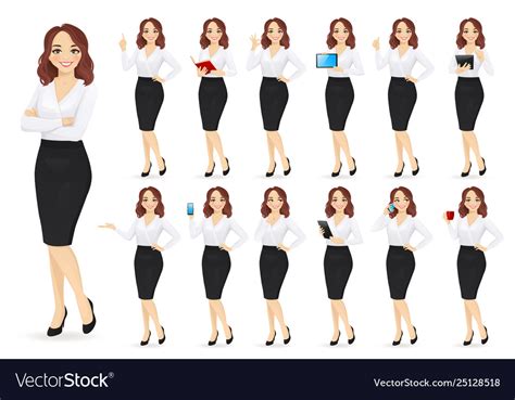 Businesswoman Character Set Royalty Free Vector Image