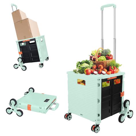 Folding Utility Cart Portable Rolling Crate Handcart With Stair