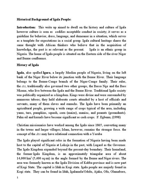 Historical Background Of Igala People Pdf