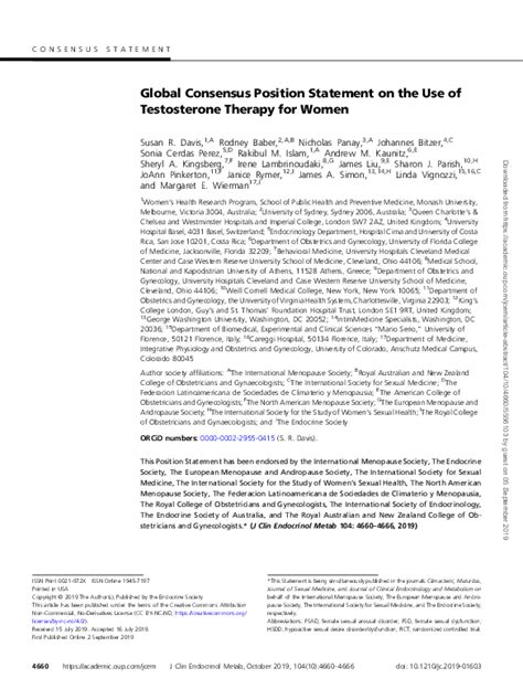 Pdf Global Consensus Position Statement On The Use Of Testosterone