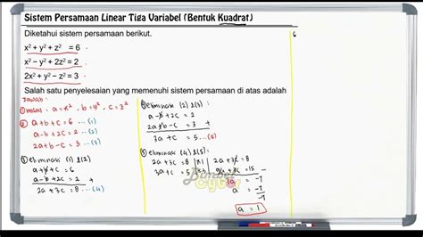 Cara Mengerjakan Sistem Persamaan Linear Tiga Variabel Bentuk Kuadrat