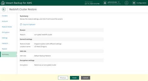 Step Finish Working With Wizard Veeam Backup For Aws Guide