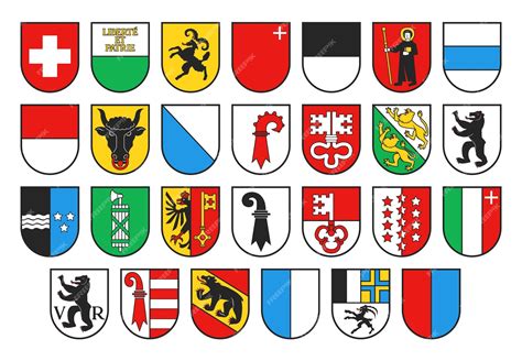 Premium Vector | Coat of arms of Switzerland and Swiss cantons