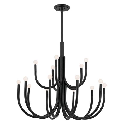 KICHLER Odensa 40 in. 15-Light Black Modern Candle Tiered Chandelier ...
