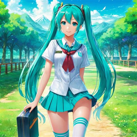 Hatsune Miku School Uniform Anime Stable Diffusion Online