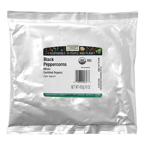 Frontier Co Op Organic Whole Black Peppercorns Oz G