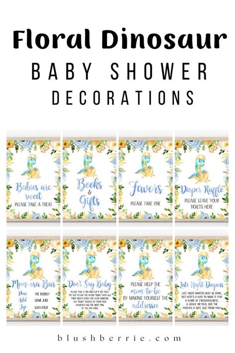 Printable Boy Dinosaur Baby Shower Decorations In 2022 Dinosaur Baby