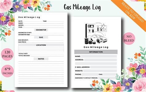 Gas Mileage Log Kdp Interior Graphic By Kdppodsolutions Creative Fabrica