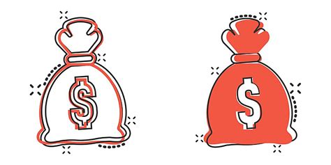 Comic Style Money Bag Icon With Coin Splash Effect Vector Close