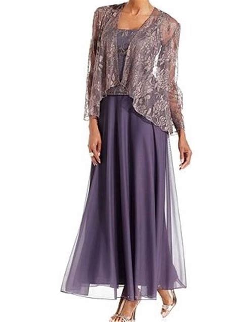 Plus Size Chiffon Mother Of The Bride Dress Lace Jacket Evening Formal