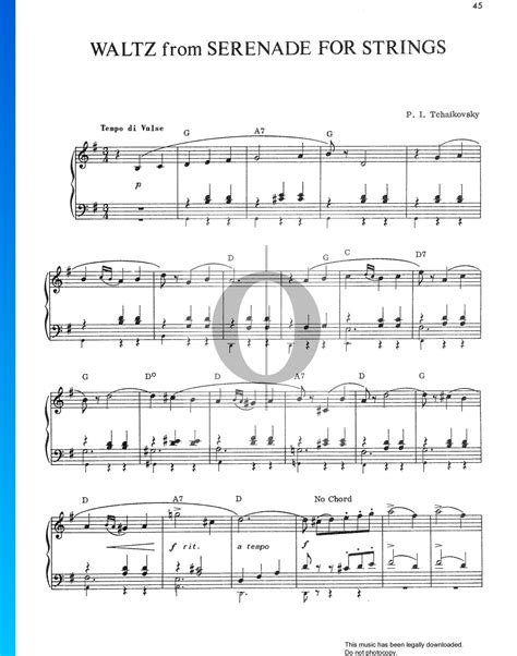 Serenade For Strings In C Major Op 48 No 2 Waltz Pjotr Iljitsch