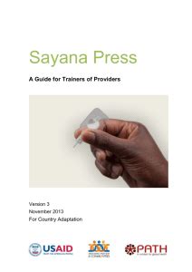 Checklist for Sayana ® Press Injection Practice