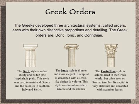 The Greek Developed Three Architectural System Called Greek Orders