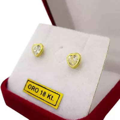 Aros Corazon Con Piedra Grs Oro Kts Entre Joyas Caballito