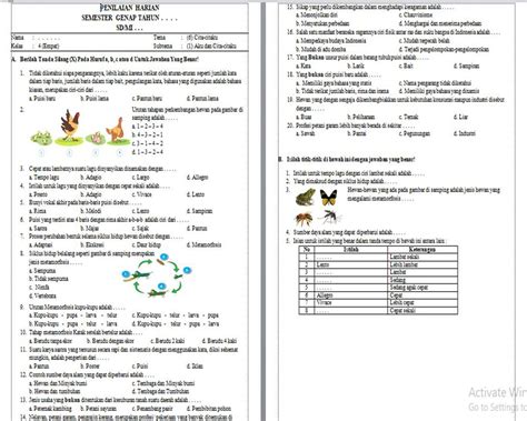 Latihan Soal Penilaian Harian Kelas 1 Satu Tema 1 Subtema 4 Aku Riset