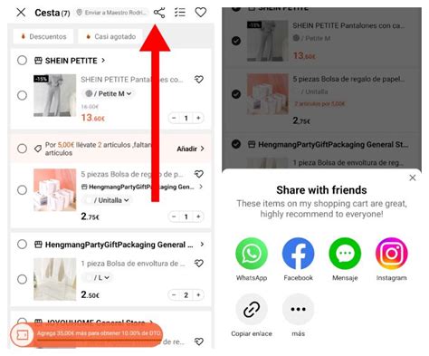 La nueva función de la app de Shein compartir tu cesta con amigos