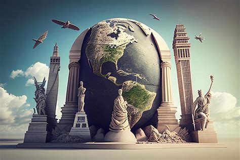 Famous Monuments Of The World Around The Globe 3d Rendering 22255509