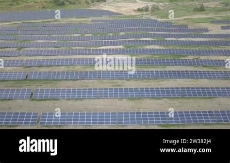 Solar Panels Aerial View Shooting From A Drone Or Quadrocopter