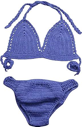 Damen Bikini Sets Damen 2 teilige Badeanzüge Strick Kontrastfarbe