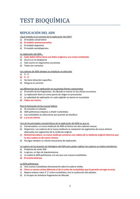 Examen Enero 2014 preguntas y respuestas TEST BIOQUÍMICA REPLICACIÓN