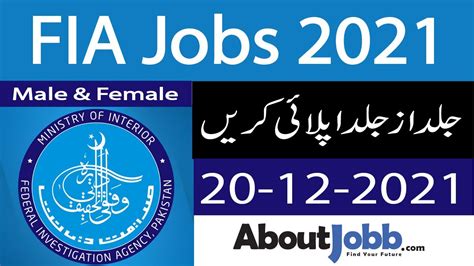 Federal Investigation Agency Jobs 2021 Govt Jobs In Pakistan 2021