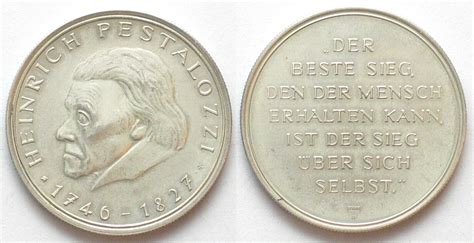 Schweiz Medaillen HEINRICH PESTALOZZI Medaille O J 1977 Silber 33mm