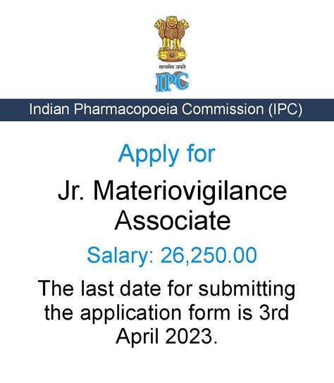 Applications Are Invited For The Post Of Jr Materiovigilance Associate