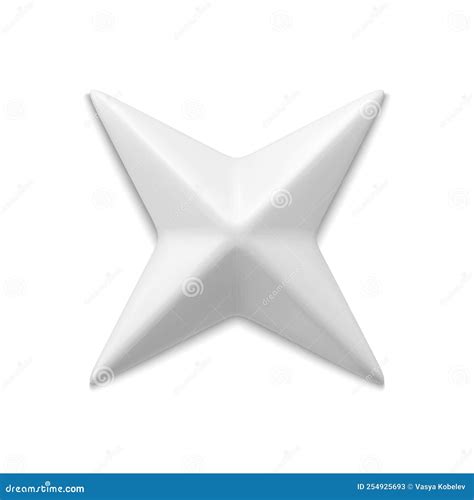 Four Pointed White Star 3d Vector Illustration Stock Vector