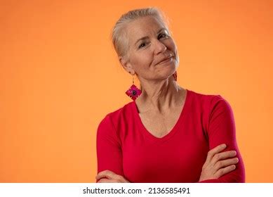 Portrait Beautiful Smiling Mature Woman On Stock Photo 2136585491