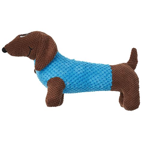 Squeaky Plush Pet Toy Sausage Dog 31cm Assorted The Reject Shop