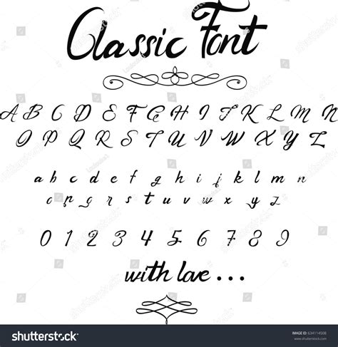 Classic Script Font Vector Font Stock Vector (Royalty Free) 634114508 ...